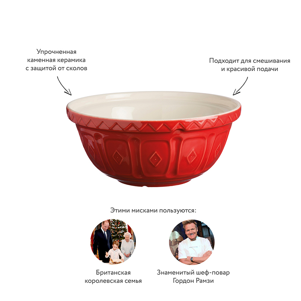 Миска для смешивания colour mix, D24 см, 2 л, красная