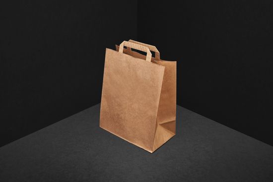 Пакет крафт с плоской ручкой 29х24х14 (в*ш*г) с логотипом заказчика