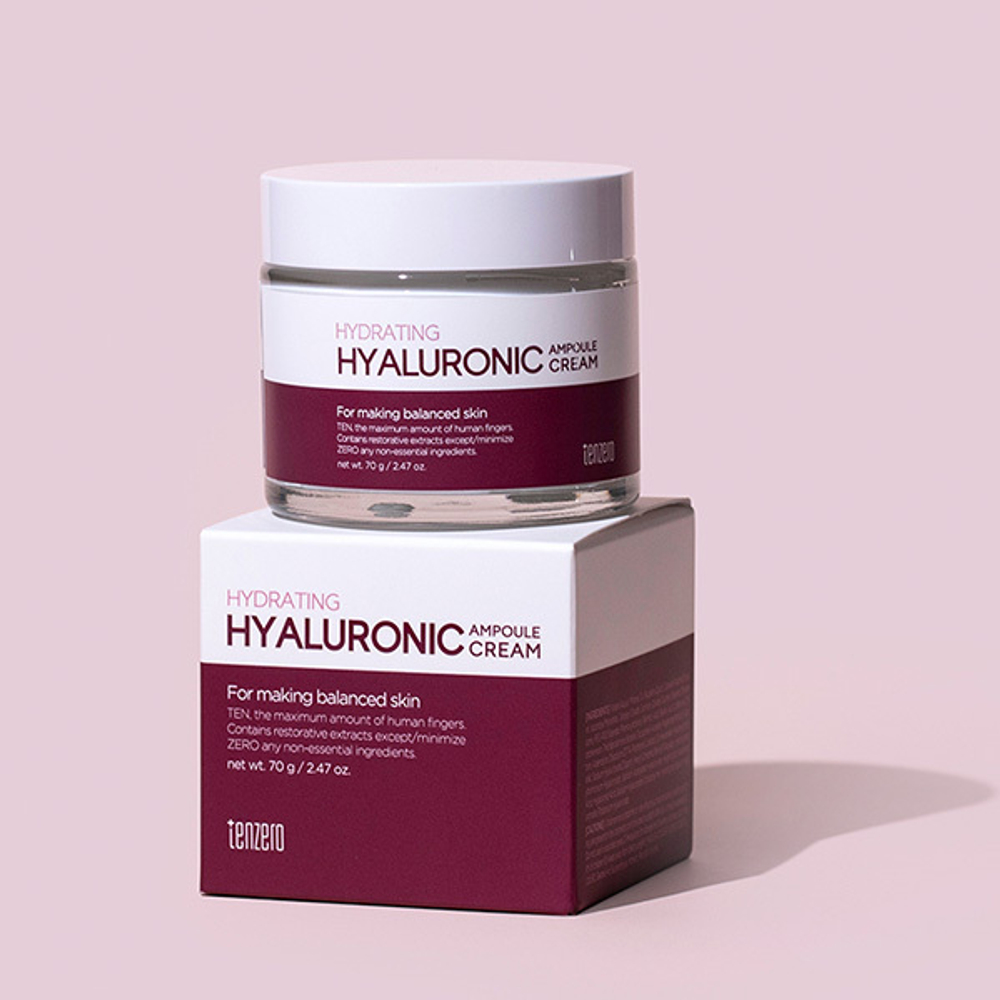 Увлажняющий ампульный крем с Гиалуроновой кислотой Tenzero Hydrating Hyaluronic Ampoule Cream 70г