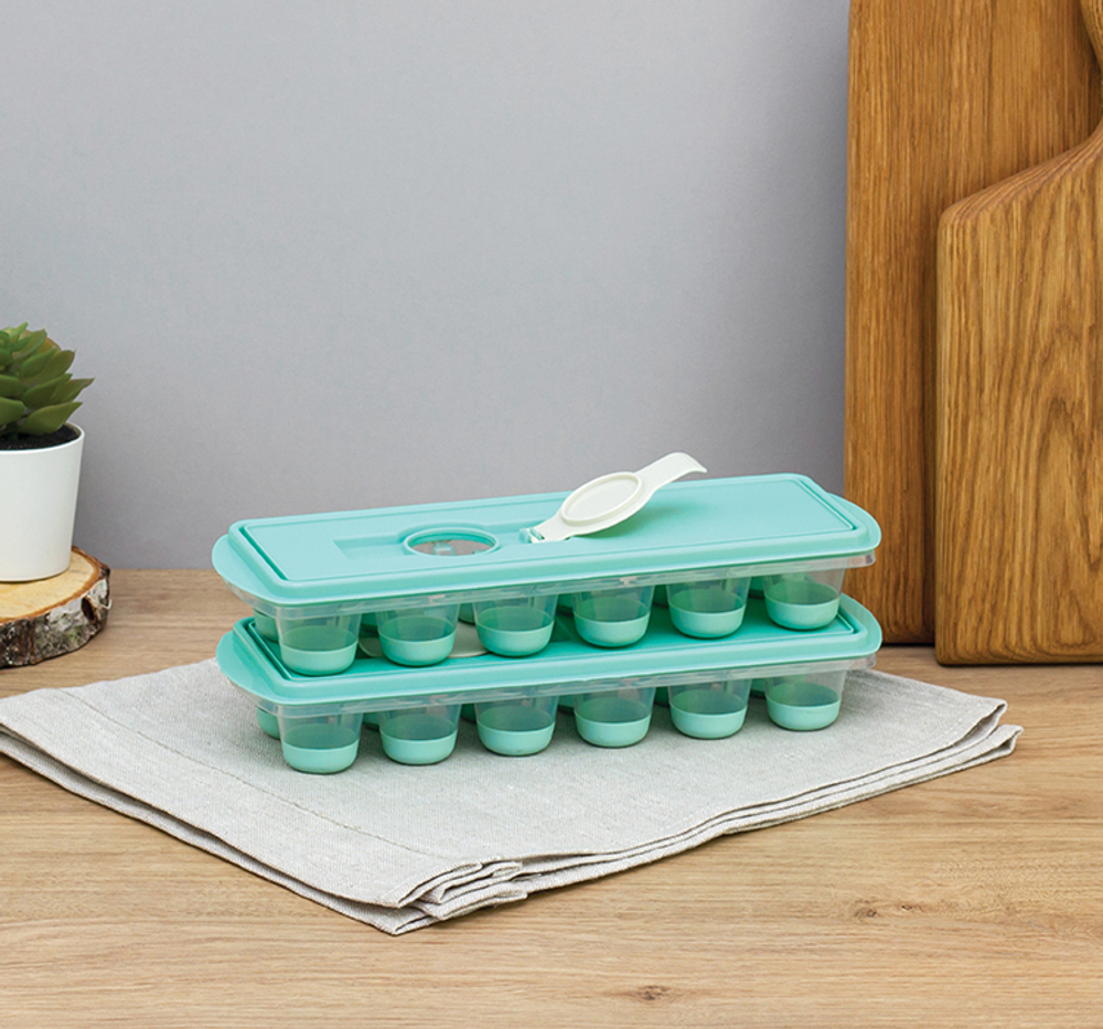 Форма для льда КАПЛЯ с крышкой и клапаном, по дну формы эластичные вставки М1250