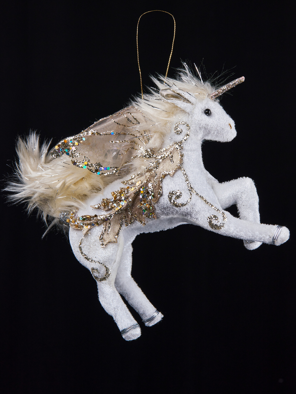 Елочная игрушка Единорог 25х25см ChristmasDeLuxe платина