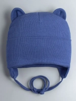 Шапка детская с ушками на завязках на осень