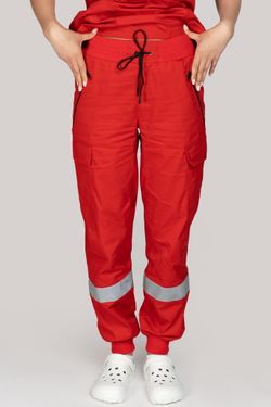 Брюки-джоггеры летние женские Скорая помощь MedicLine цв. КРАСНЫЙ