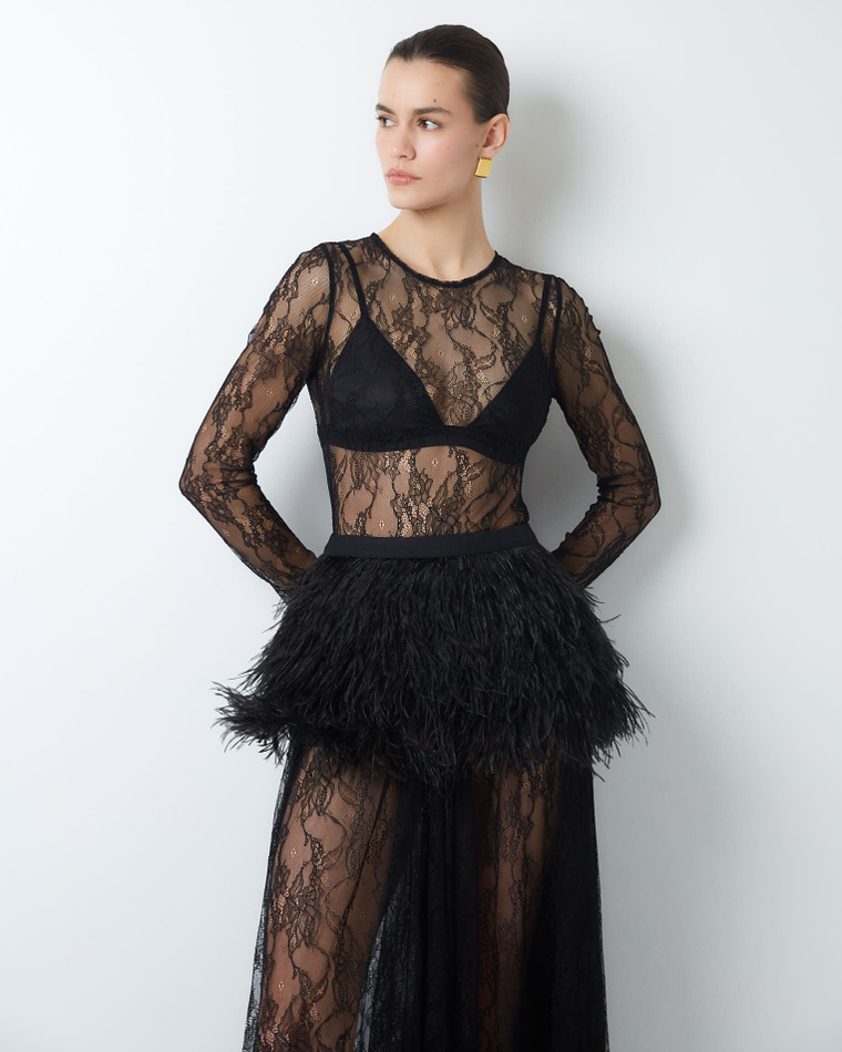 Платье макси из тонкого кружева черный