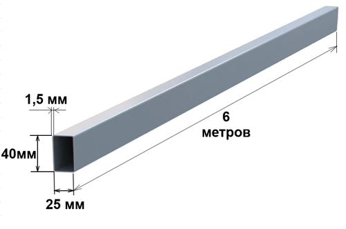 Труба профильная прямоугольная 40х25х1,5-6 метров