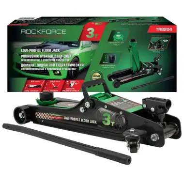 Домкрат подкатной гидравлический низкопрофильный с поворотной ручкой 3т RockFORCE RF-TR8204