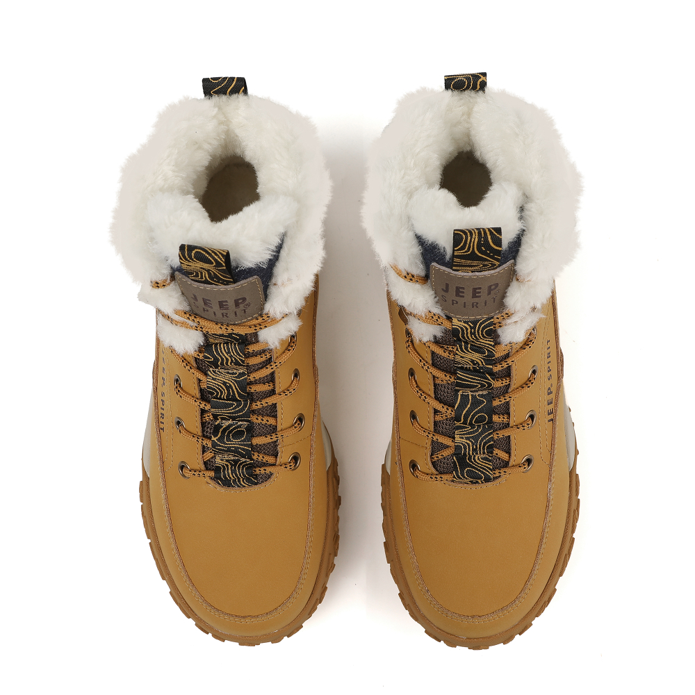 JEEP SPIRIT Yellow Boots Thermal Abrasion Resistant Height Increasing Short Combat Boots Men"s Sunrise Yellow