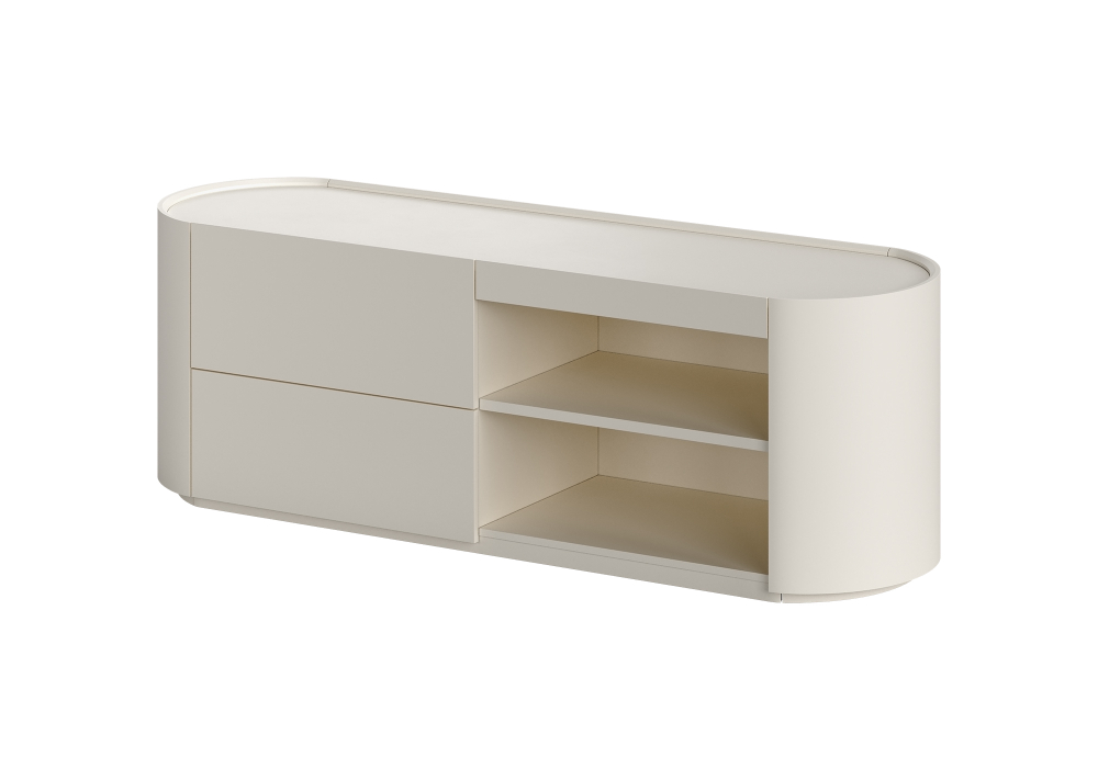 Тумба Lagom под ТВ 2 ящика 2 полки ширина 140 см (молочный)