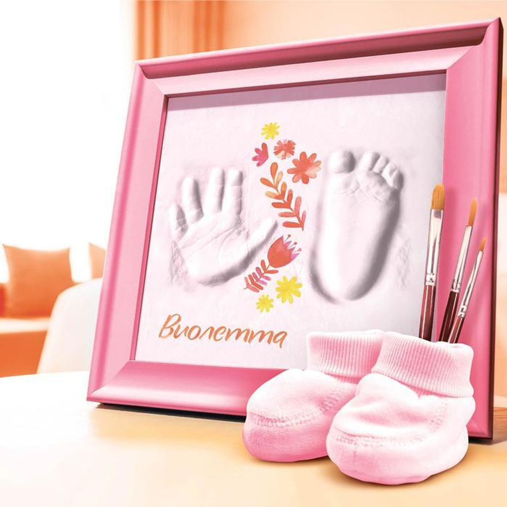 2910435 Слепок ручки, ножки малышки с росписью "Цветы"