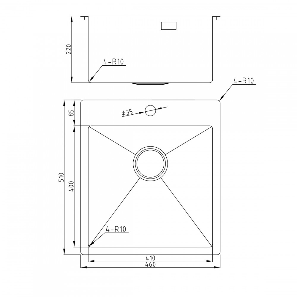 Мойка для кухни MILACIO Denia 46 Steel MC.77479 сталь воронёная