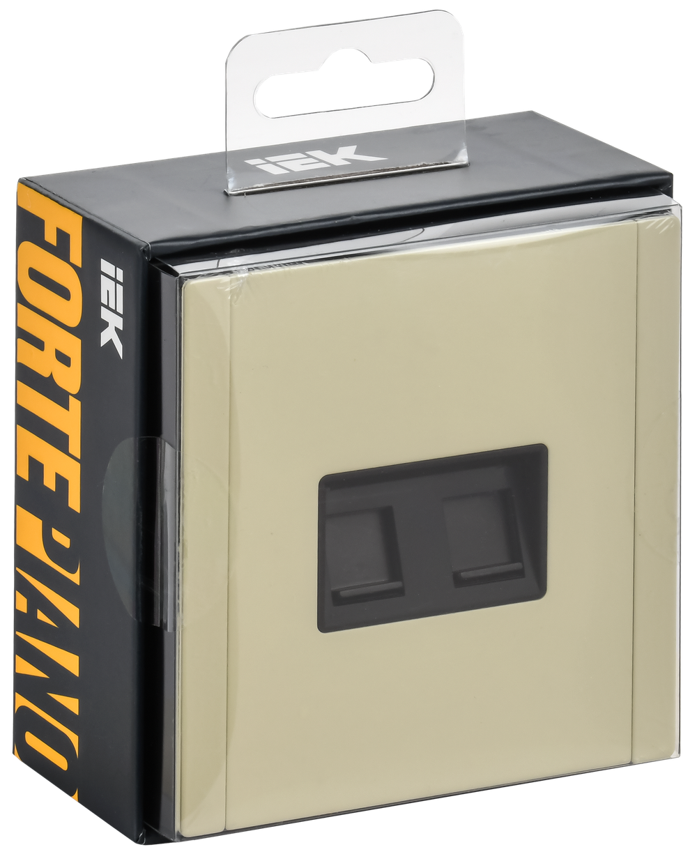 FORTE&PIANO Розетка двойная RJ11+RJ45 кат.5E FP835M металл серый сланец IEK