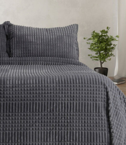 ZEPHYR HOME Merinos Покрывало 220х240 Велюр теmно сеpый