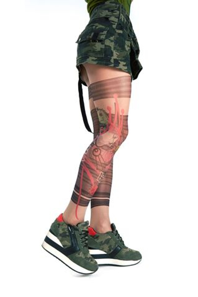 Колготки с имитацией принтованных гетр (Размер: S-M-L) (Цвет: бежевый)