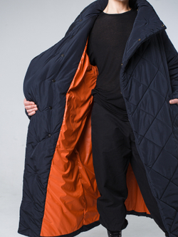 Пальто-одеяло унисекс с воротником "Кутанка". Черное