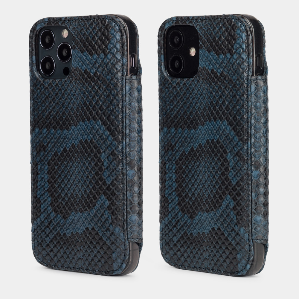 Чехол Benoit для iPhone 12/12Pro из кожи питона синего цвета