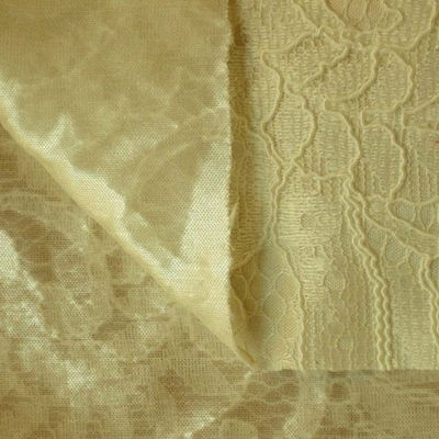 Ткань Кружево корд на трикотажной основе, 240 гр/м2, 150 см, светло-жёлтый