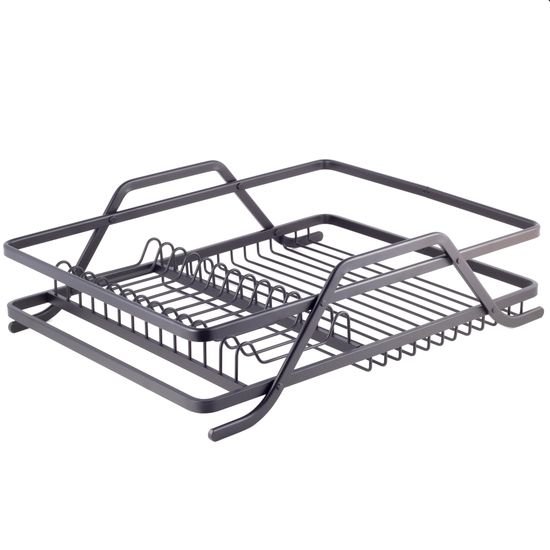 Сушилка для посуды из алюминия с поддоном (черная) Kamille KM-0751