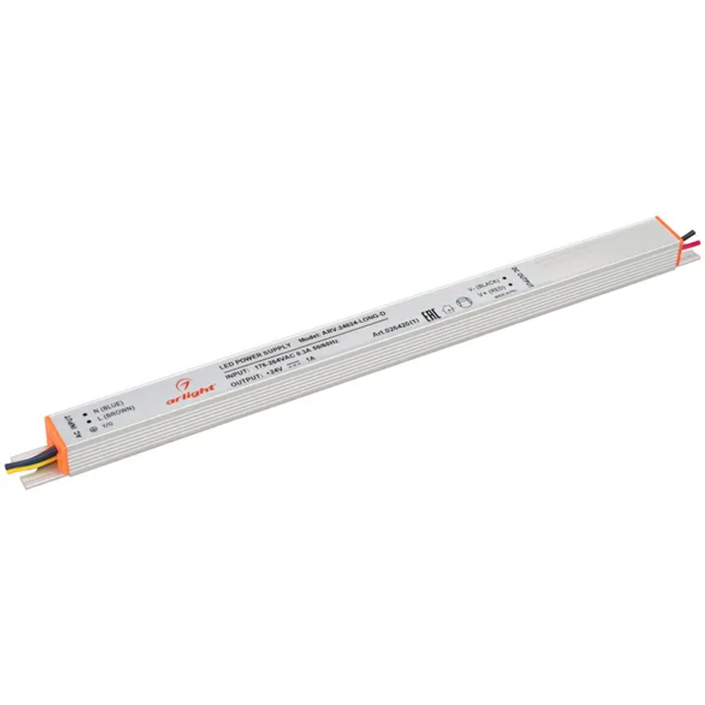 Блок питания ARV-24024-LONG-D (24V, 1A, 24W) (Arlight, IP20 Металл, 2 года) 026420(1)