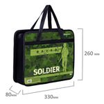 Папка на молнии с ручками BRAUBERG А4, 1 отделение, пластик, ширина 80 мм, "Soldier", 270870