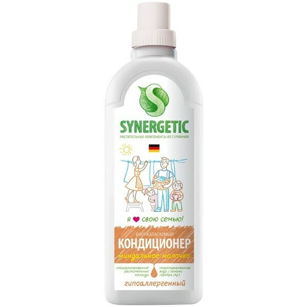 Кондиционер для белья SYNERGETIC Миндальное молочко 1 л