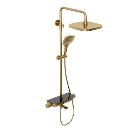 Душевая система Abelsberg Lineara SNS52891BG с термостатом и полкой для ванны и душа, королевское золото