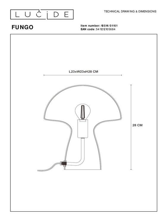 Настольная лампа Lucide Fungo 10514/01/61