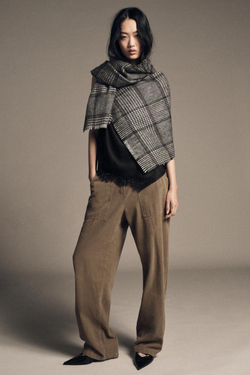 ZARA ШАРФ В КЛЕТКУ, СЕРЫЙ