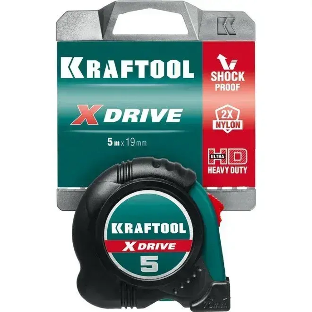 Рулетка KRAFTOOL X-Drive 5м/19мм с ударостойким обрезиненным корпусом 34122-05-19_z02