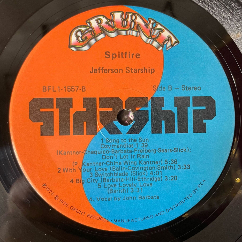 Винтажная виниловая пластинка LP Jefferson Starship Spitfire (USA 1976)