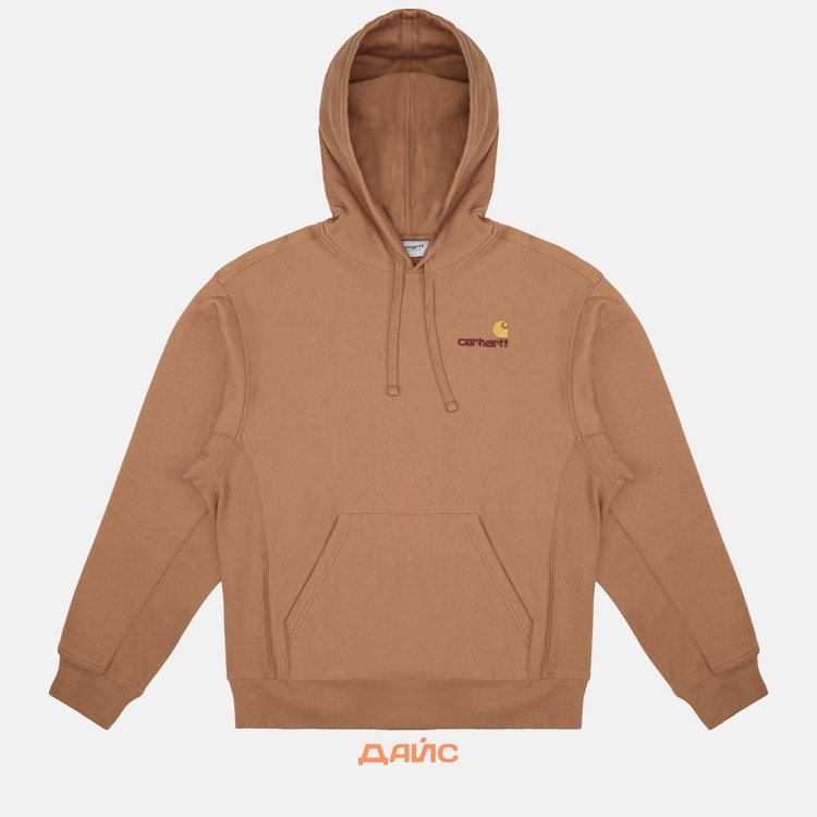 Толстовка мужская Carhartt WIP Hooded American Script артикул:I028279_hamilton_brown - купить в магазине Дайс