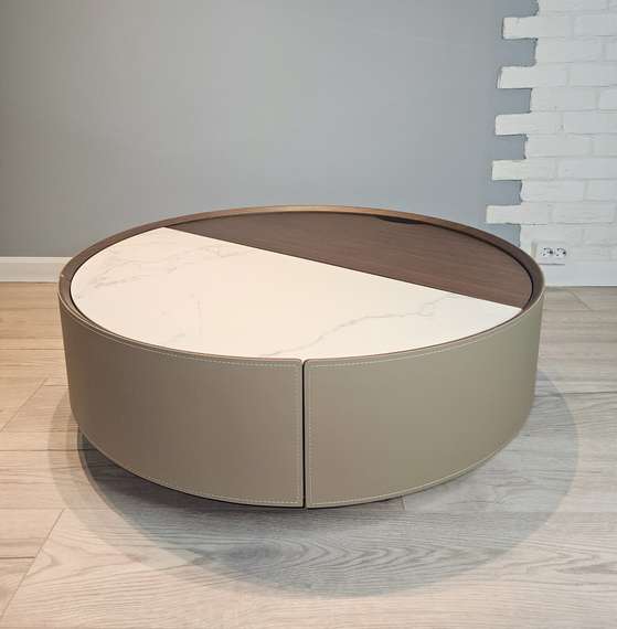 Крутящийся журнальный столик Secret Service с крышкой и выдвижным ящиком