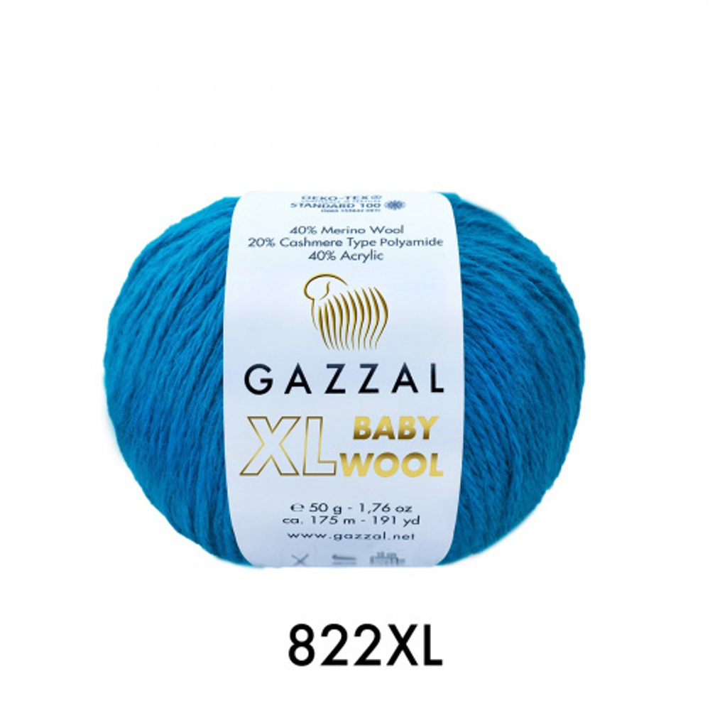 Пряжа Baby Wool XL 50 г, 100м, 40%акрил, 40%шерсть мериноса, 20%кашемир, 40%акрил (цена за 1 шт)