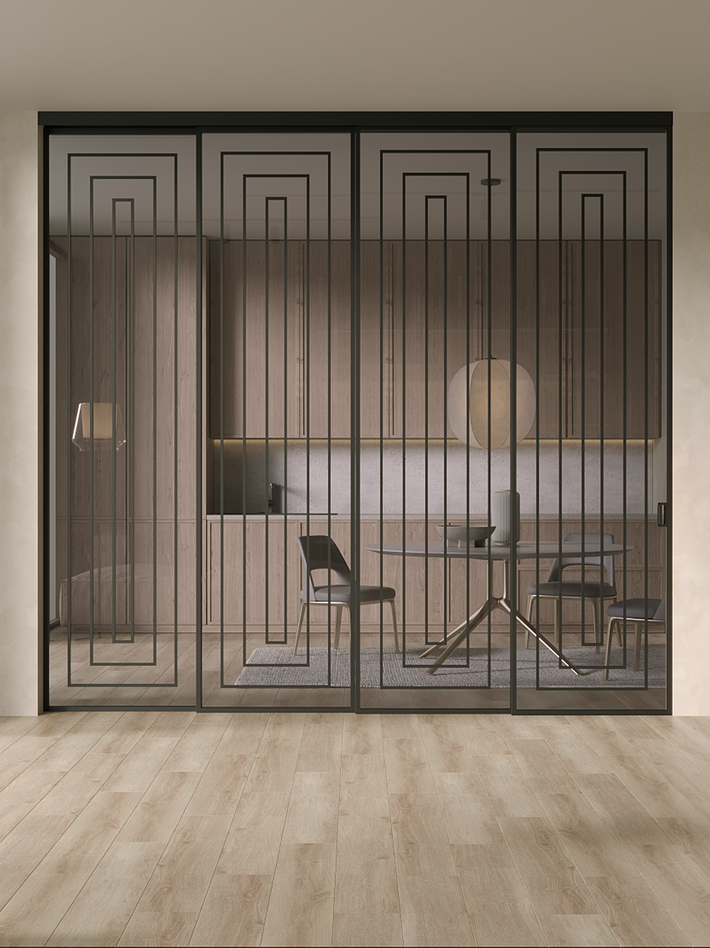 Раздвижная алюминиевая перегородка Minoli Split 19