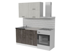 Кухонный гарнитур Сиена мини 1000 мм (Дуб грей/Бетон темный/Белый, Сосна)