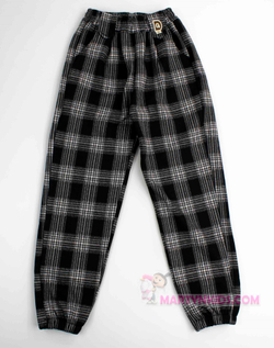 теплые брюки клетка " D " на резинке плис4859