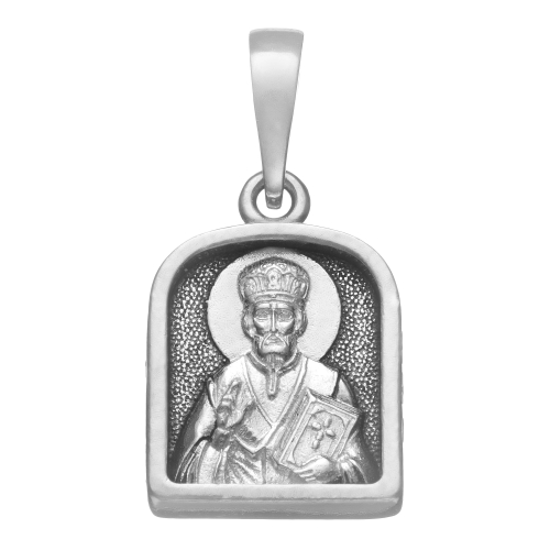 Образок из серебра/Частичное чернение/С подвижным ухом/Св.Николай