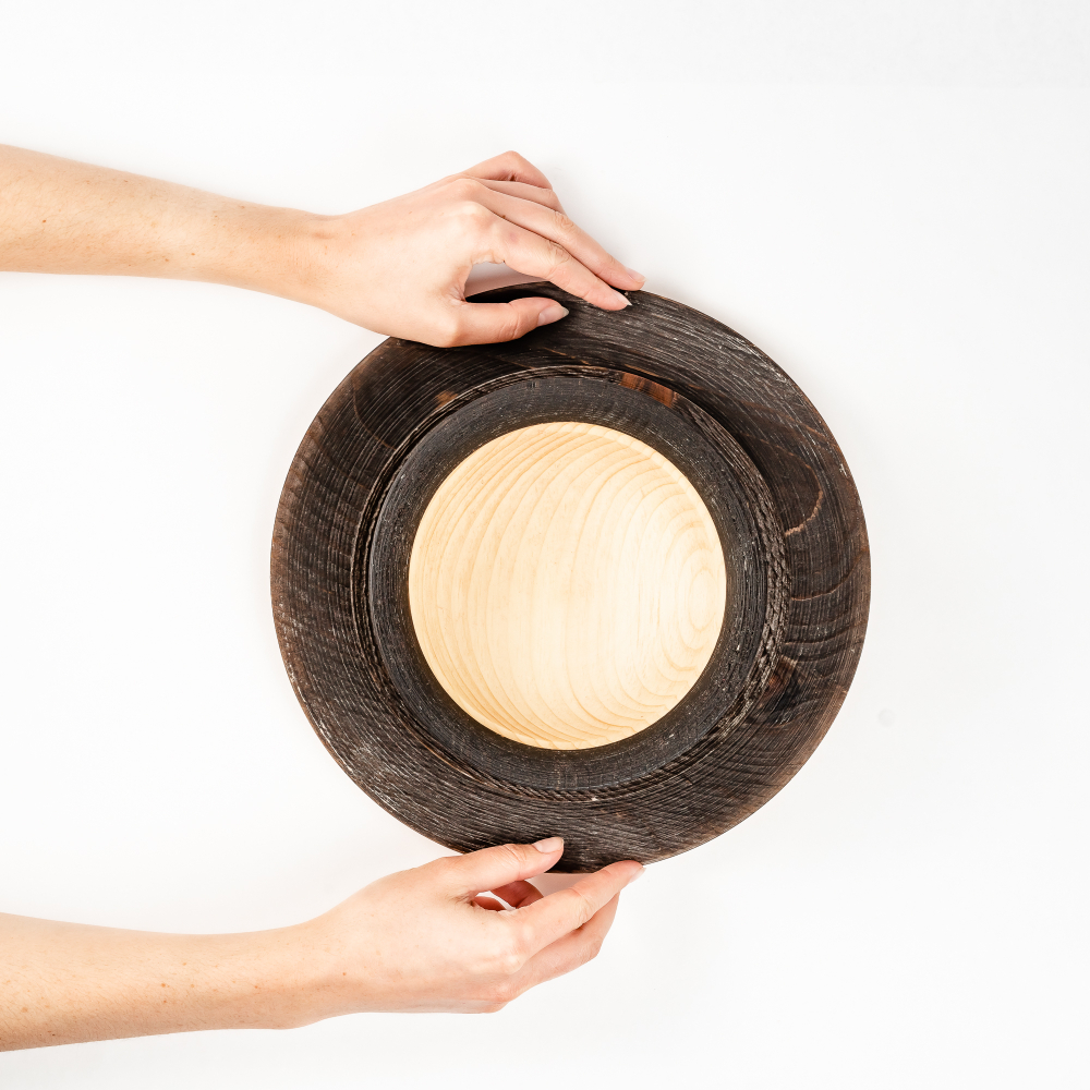 Набор деревянных тарелок из дерева сибирский кедр - 3 шт. TN79