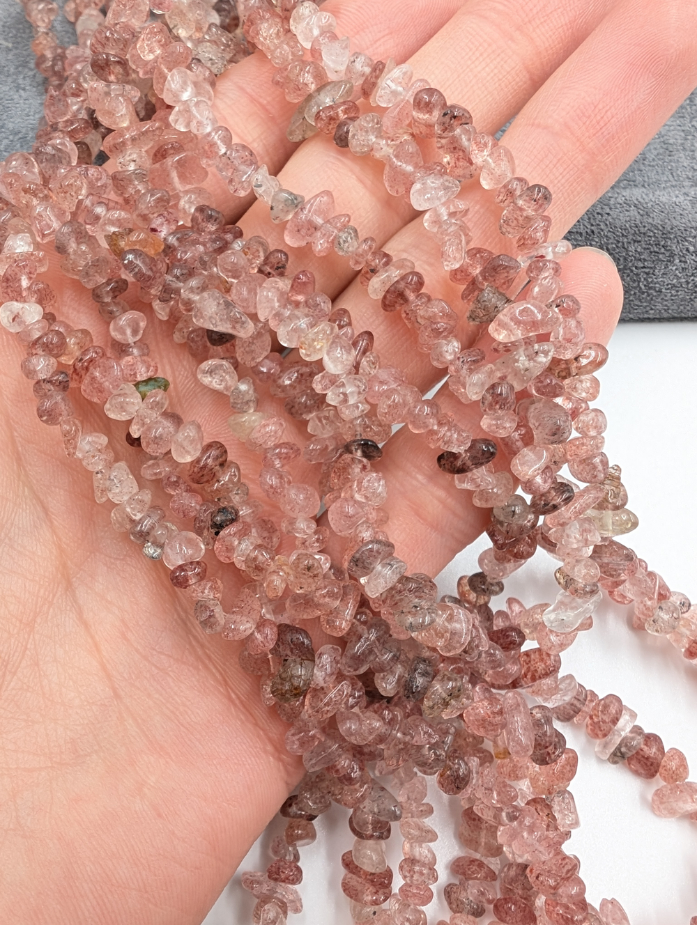 Клубничный кварц крошка мини 3-5мм