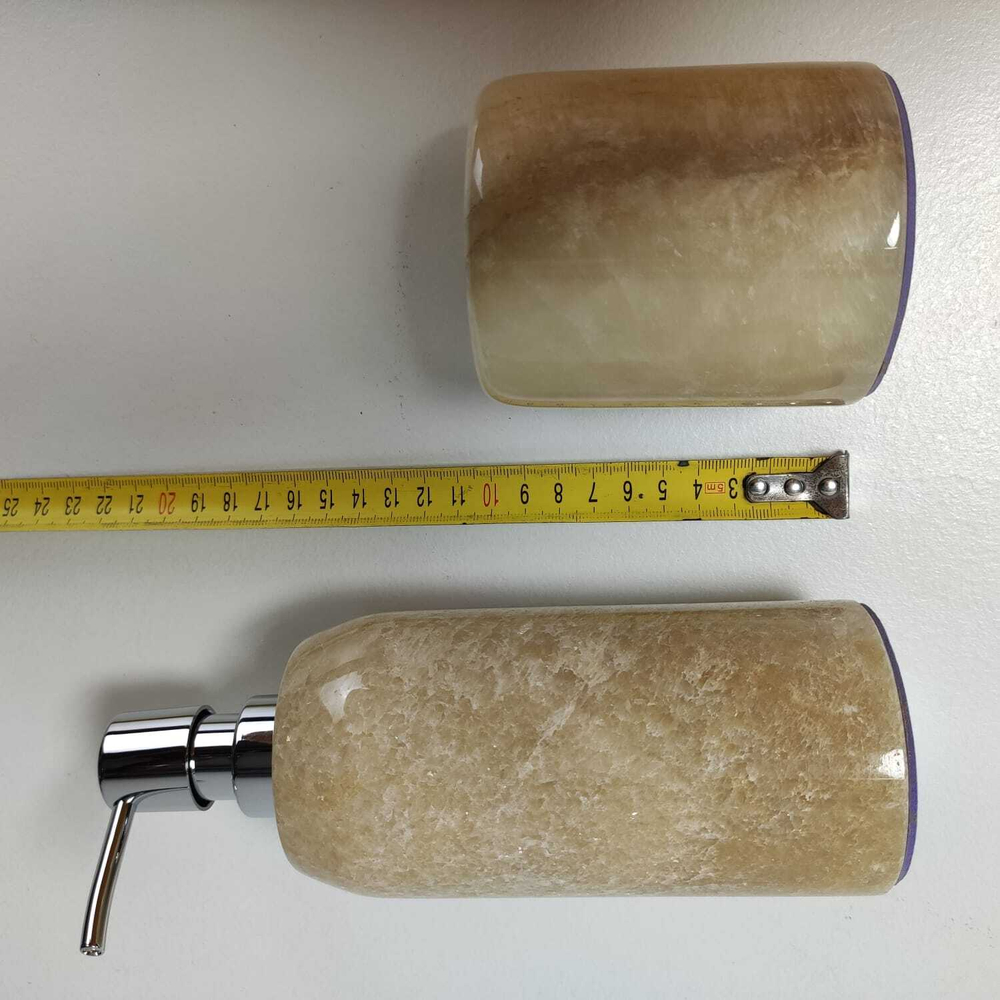 Набор из оникса 2 предм Yellow NO-6336 (дозатор,стаканчик)