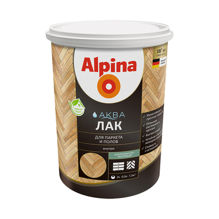 Лак паркетный Alpina Аква, акриловый, шелковисто-матовый, 0,9 л