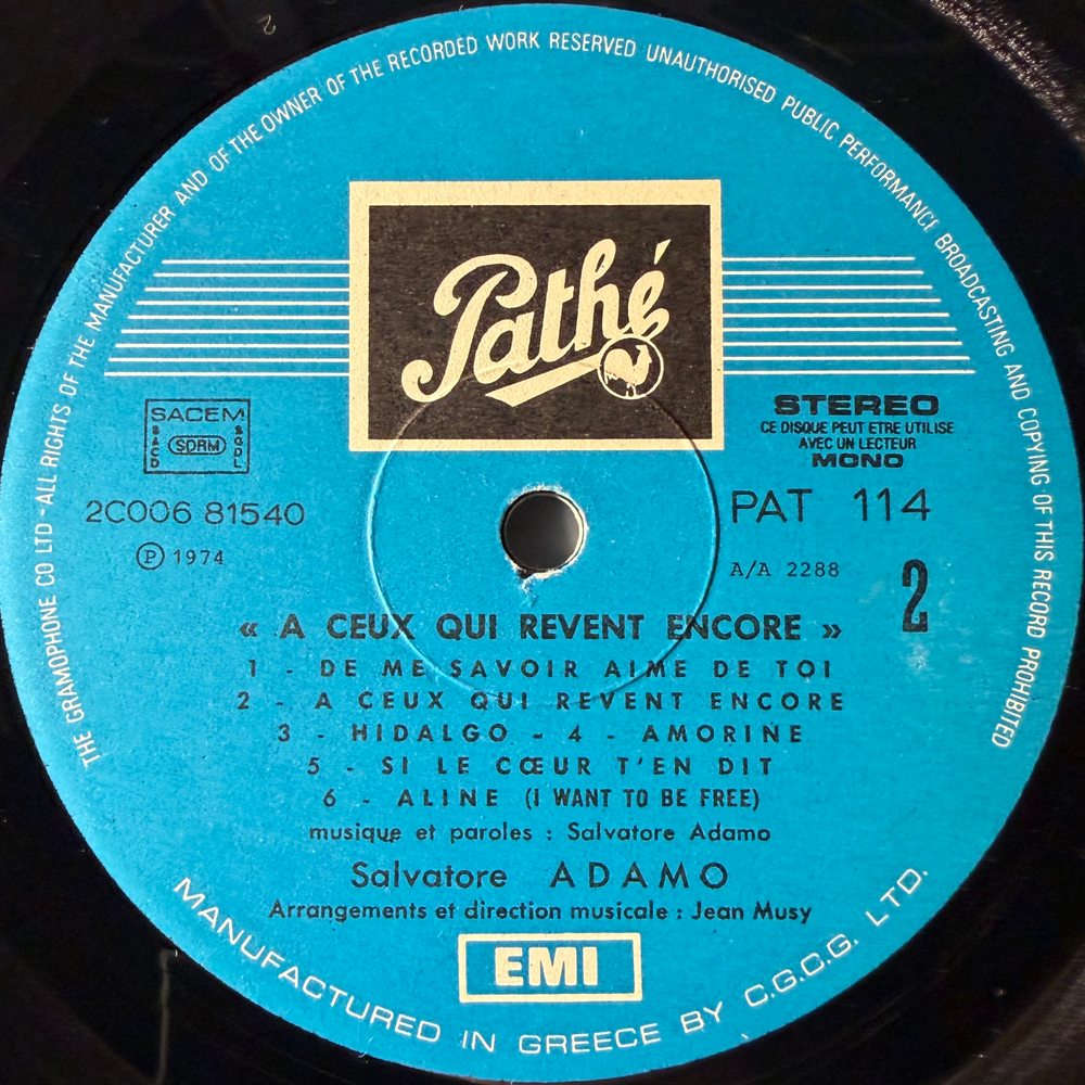 Adamo – A Ceux Qui Revent Encore (Франция 1973г.)