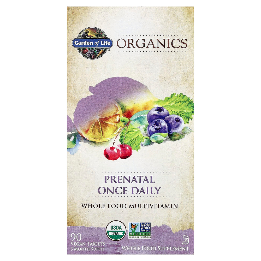 Garden of Life, MyKind Organics, пренатальные мультивитамины, одна таблетка в день, 90 веганских таблеток