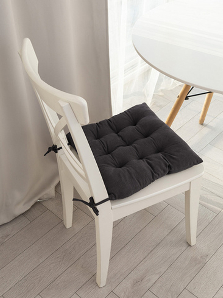 Подушка на стул DeNASTIA 40х40 вельвет, 100%ПЭ, тёмно-серый