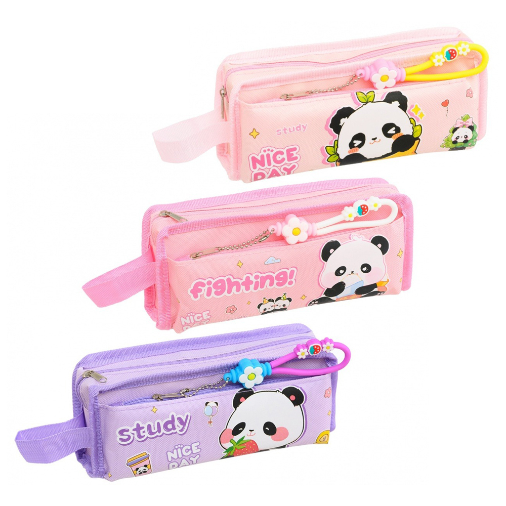 Пенал-косметичка Basir без наполнения, 20*5,5*4 см, серия "Панда", тканевый, ассорти