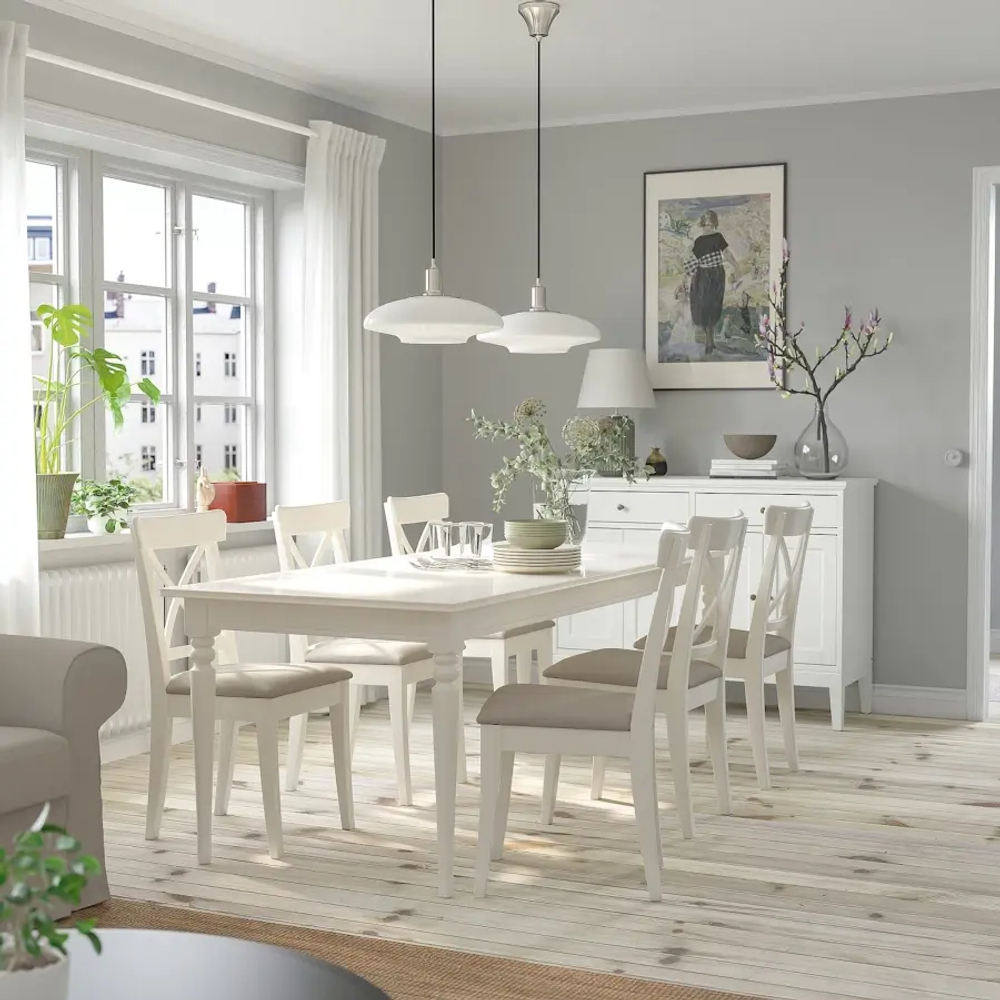 Обеденный набор - INGATORP/INGOLF IKEA/ИНГАТОРП/ИНГОЛЬФ ИКЕА, 155х87х74 см, белый