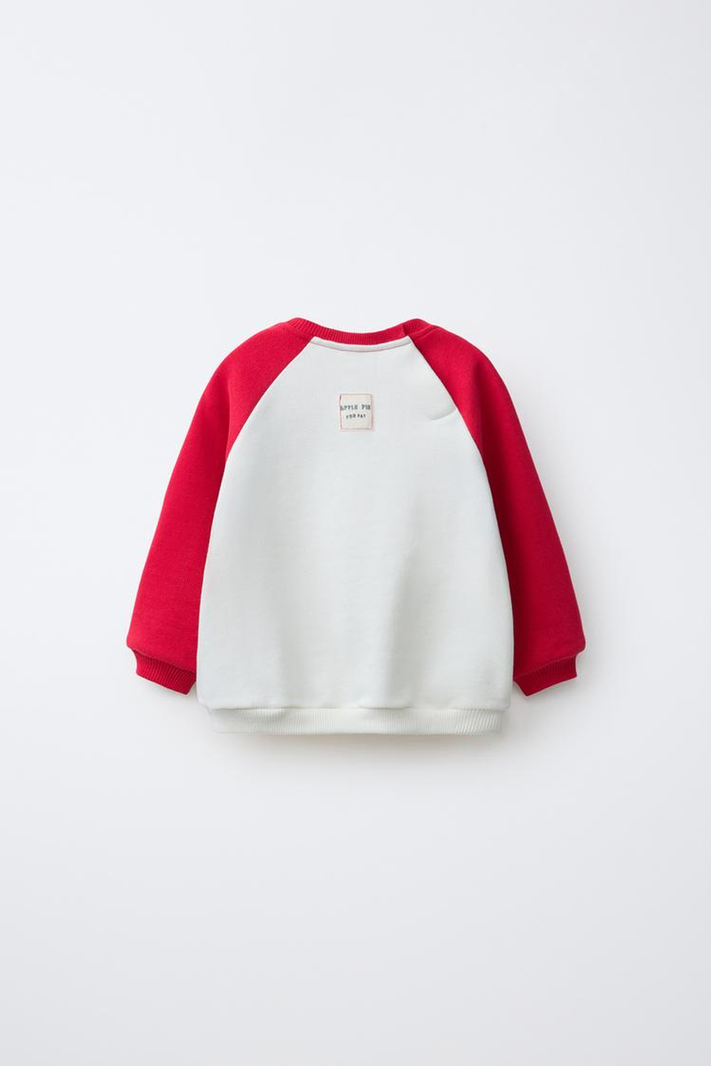 ZARA ТОЛСТОВКА РЕГЛАН С ЯБЛОКОМ, ЭКРЮ/КРАСНЫЙ
