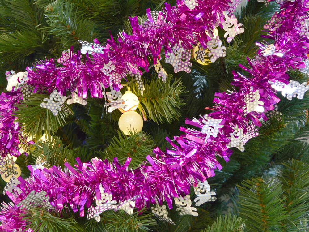 Мишура новогодняя 2м*9см "Мишки" микс цветов