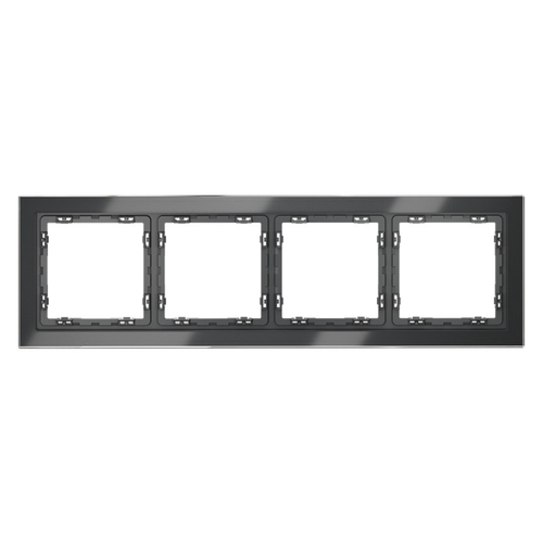 Рамка стеклянная VOLTUM S70 на 4 поста, (графит, стекло)