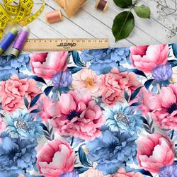 Ткань премиум флис пионы в вихре