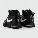 кроссовки Nike Air Force 1 Mid Black / White Swoosh Winter